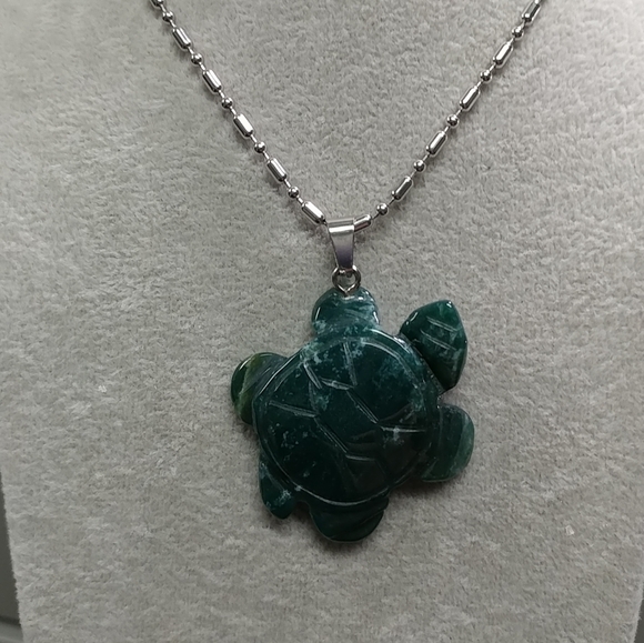 Turtle Indian Agate Necklace Natural Gemstone Crystal Tortoise Pendant 🐢 - Picture 6 of 17